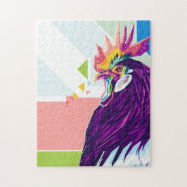Colorful Pop Art Rooster Portret Jigzaag Puzzle Legpuzzel