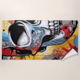 Colorful Pop Art Skull Graphic Illustration Strandlaken