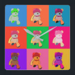 Colorful Pop Art teddy Beste wandklok<br><div class="desc">Pop art Teddy Bear design</div>