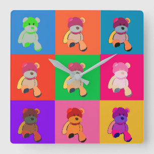 Colorful Pop Art teddy Beste wandklok