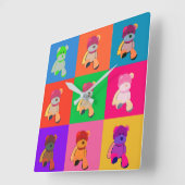 Colorful Pop Art teddy Beste wandklok (Hoek)