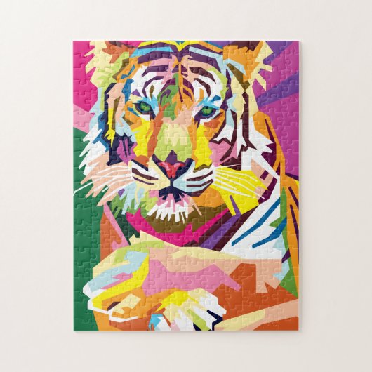 Colorful Pop Art Tiger Portret Legpuzzel (Verticaal)