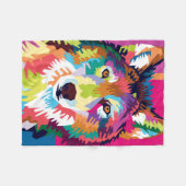 Colorful Pop Art Wolf Portret Fleece Deken (Voorkant (Horizontaal))