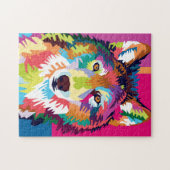 Colorful Pop Art Wolf Portret Legpuzzel (Horizontaal)