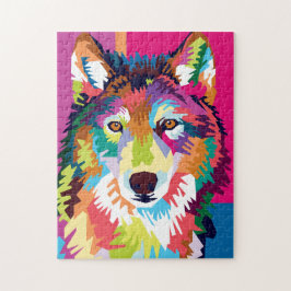 Colorful Pop Art Wolf Portret Legpuzzel