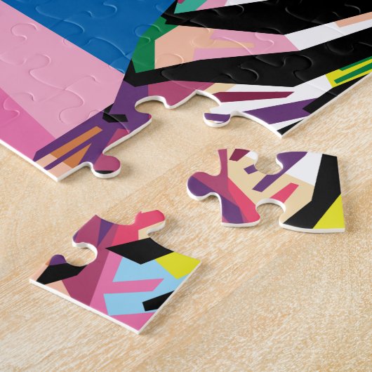 Colorful Pop Art Zebra Portret Legpuzzel (Zijkant)