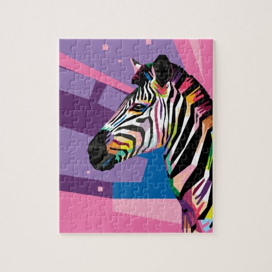 Colorful Pop Art Zebra Portret Legpuzzel (Verticaal)