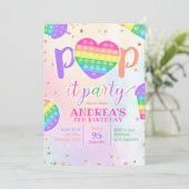 Colorful Pop it Birthday Party Invitation Kaart (Staand voorkant)