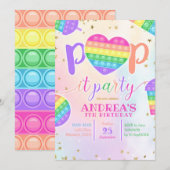 Colorful Pop it Birthday Party Invitation Kaart (Voorkant / Achterkant)