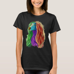 Colorful Pop Portrait Afghan Hound Dog Mam Moeder T-shirt