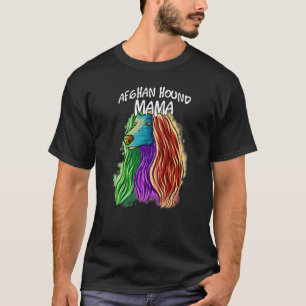 Colorful Pop Portrait Afghan Hound Dog Mam Moeder T-shirt