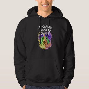 Colorful Pop Portrait Australian Shepherd Dog Dad Hoodie