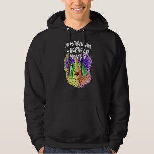 Colorful Pop Portrait Australian Shepherd Dog Mom Hoodie