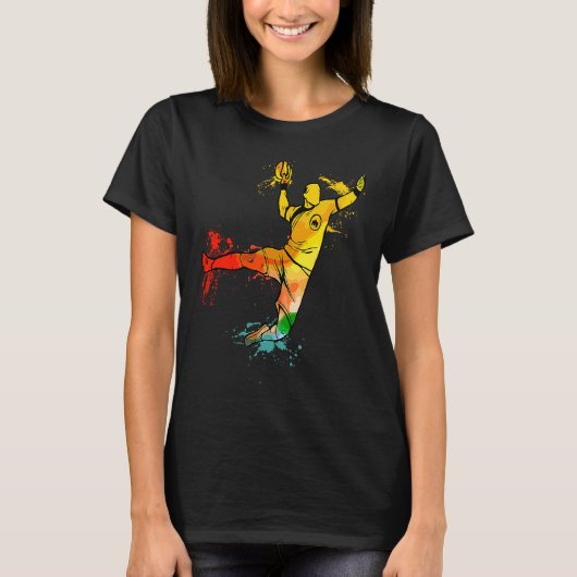 Colorful Pop Portrait Handball Player T-shirt (Voorkant)