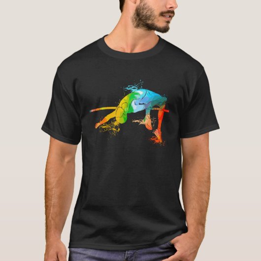 Colorful Pop Portrait High Jump Athletics T-shirt (Voorkant)