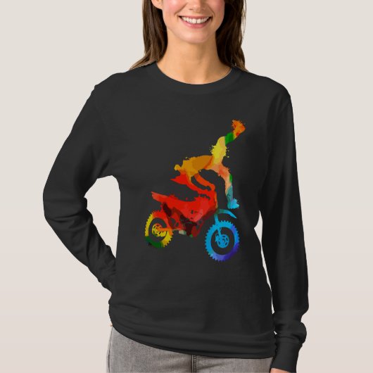 Colorful Pop Portrait  Motorcycle Motocross T-shirt (Voorkant)