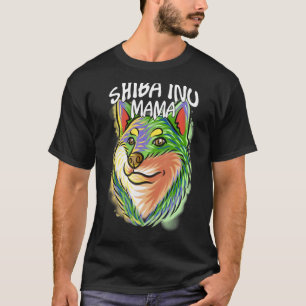 Colorful Pop Portrait Shiba Inu Dog Mom Mother's D T-shirt