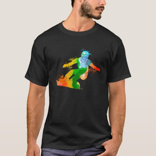 Colorful Pop Portrait Snowboarding T-shirt (Voorkant)