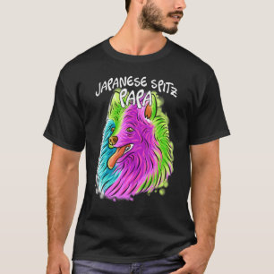 Colorful Pop Portreit Japans Spitz Dog Papa T-shirt