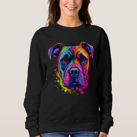 Colorful Pop Staffordshire Bull Terrier Staffy Trui (Voorkant)