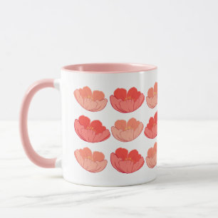 Colorful Poppies 11 oz. Roze en witte keramische M Mok