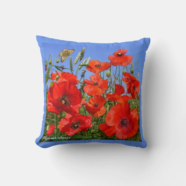 Colorful Poppy Field Kussen (Voorkant)