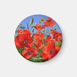 Colorful Poppy Field Magneet