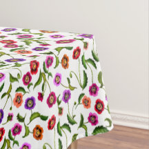 Colorful Poppy Garden Flowers Tablecloth