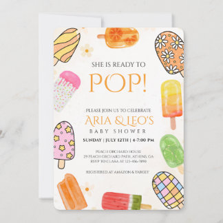 Colorful Popsicle Summer Baby Shower Invite Kaart