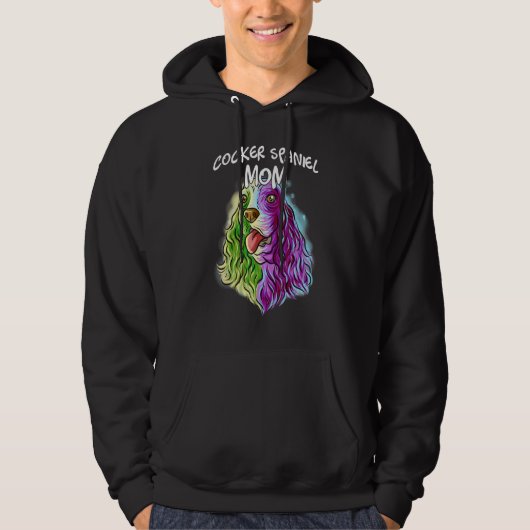 Colorful Portrait Cocker Spaniel Dog mama's moeder Hoodie (Voorkant)