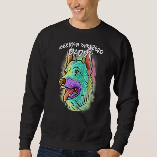 Colorful Portret German Shepherd Dog Dad Fa Trui (Voorkant)