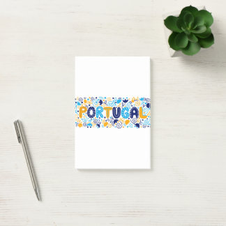 Colorful Portugal Folk Art Typography Design Post-it® Notes