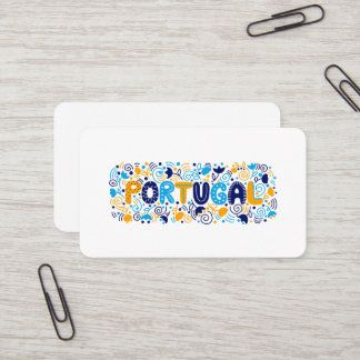 Colorful Portugal Folk Art Typography Design Visitekaartje