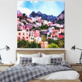 Colorful Positano, Italië Canvas Afdruk (Insitu (Slaapkamer))
