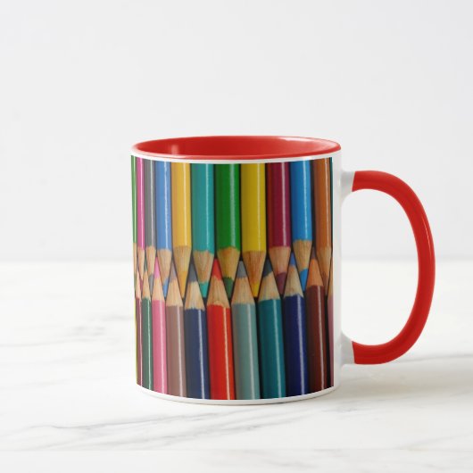 Colorful potlood crayon print koffie mok (Rechts)