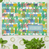 Colorful Pots and Cactus Pattern Personalized Theedoek (Gevouwen)