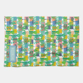 Colorful Pots and Cactus Pattern Personalized Theedoek (Horizontaal)