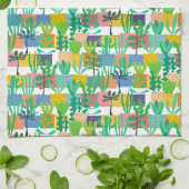 Colorful Pots and Cactus Pattern Theedoek (Gevouwen)