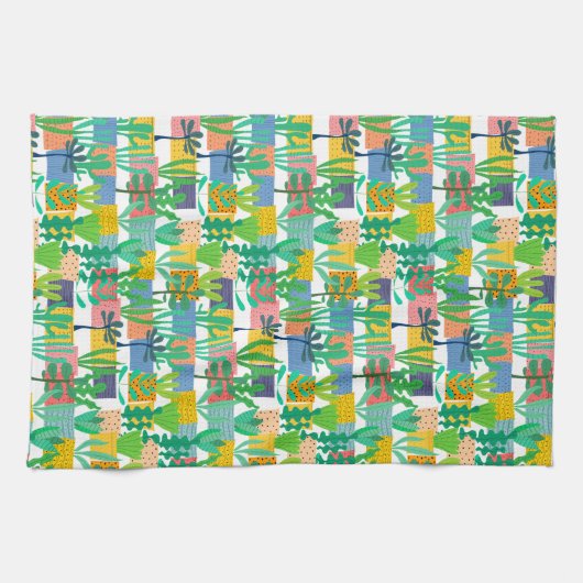 Colorful Pots and Cactus Pattern Theedoek (Horizontaal)