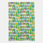 Colorful Pots and Cactus Pattern Theedoek (Verticaal)