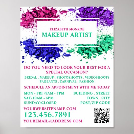 Colorful Powder, Makeup Artist Adverteren Poster (Voorkant)
