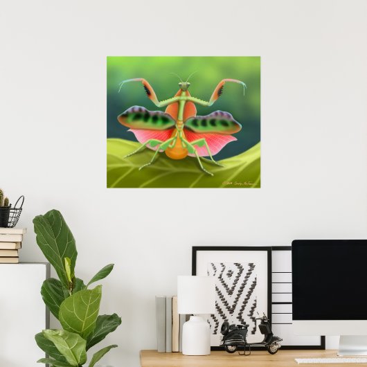 Colorful Praying Mantis Bug Poster (Thuiskantoor)