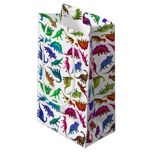 Colorful Prehistorische Dinosaurs Gift Bag Klein Cadeauzakje (Voorkant Gekanteld)