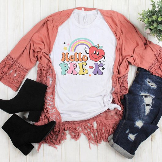 Colorful Preschool leraar Hallo Pre K T-shirt