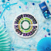 Colorful Prettige feestdagen Ons eerste kerstpatro Papieren Bordje (Feest)