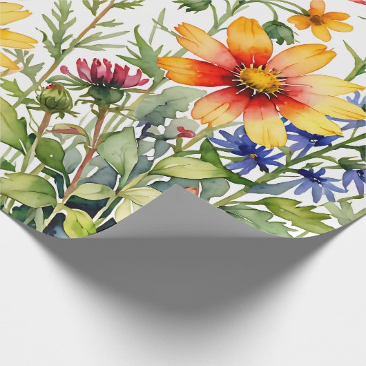 Colorful pretty wildflowers watercolor painting cadeaupapier (Hoek)