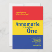 Colorful Primary 1st Birthday Cute Invitations Kaart (Voorkant)