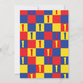 Colorful Primary 1st Birthday Cute Invitations Kaart (Achterkant)