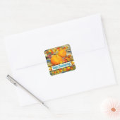 Colorful Produce & Fall bladeren Happy Thanksgivin Vierkante Sticker (Envelop)