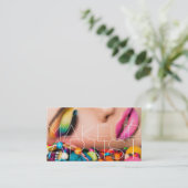 Colorful Professional Makeup Artist Card Visitekaartje (Staand voorkant)